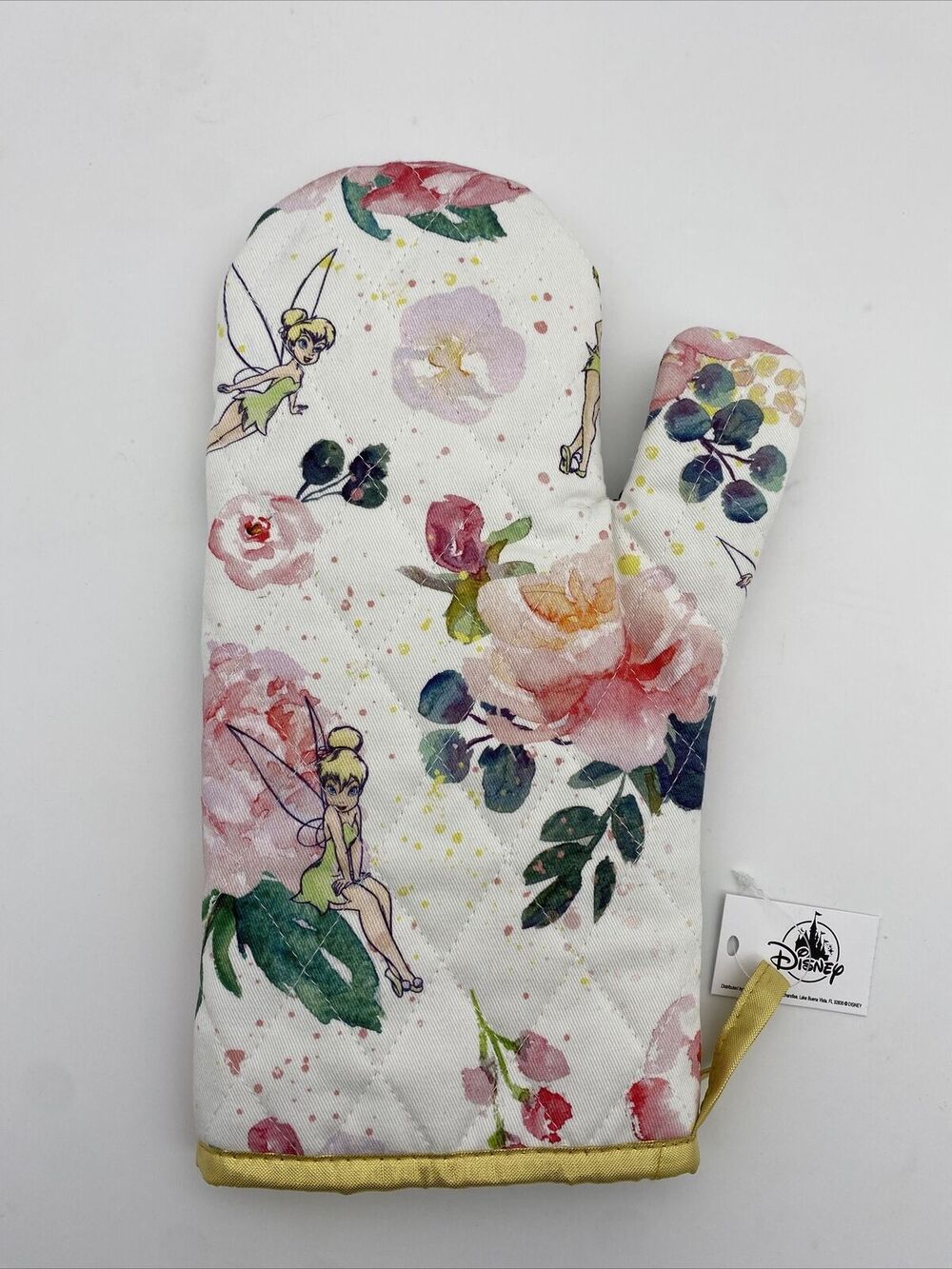 Disney Parks Kitchen Tinkerbell Pink Flowers Floral Tink Oven Mitt Pot Holder